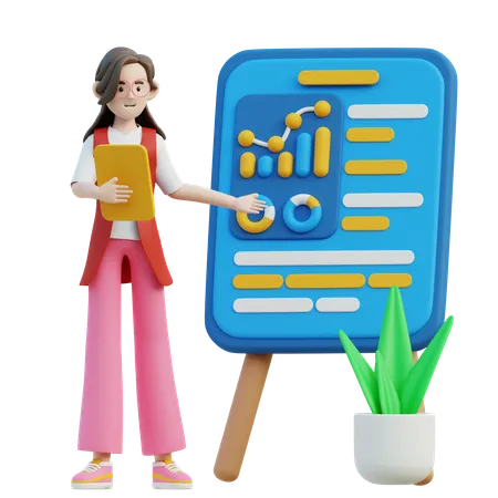 Mujer presentando datos  3D Illustration