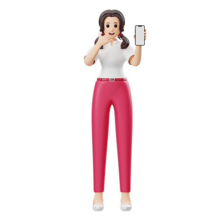 Mujer Publicidad Producto De Teléfono Móvil  3D Illustration