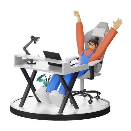 Mujer relajante después de trabajar  3D Illustration