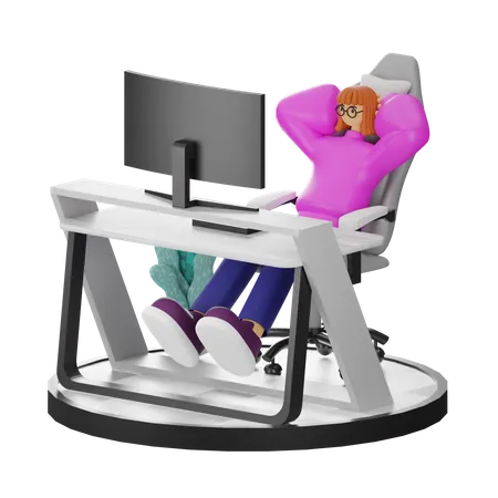 Mujer relajante después de trabajar  3D Illustration