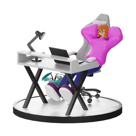 Mujer haciendo relax después del trabajo  3D Illustration