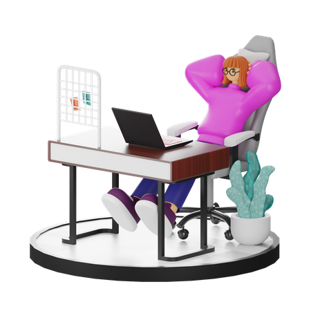 Mujer relajante después del trabajo  3D Illustration