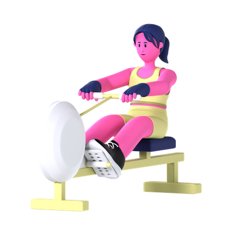 Mujer máquina de remo  3D Illustration