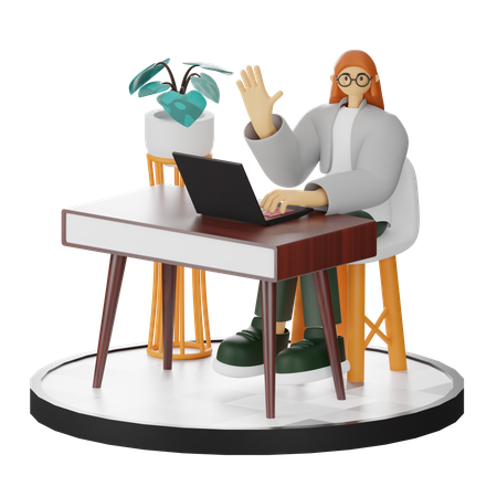 Mujer saluda  3D Icon