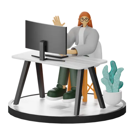 Mujer saluda  3D Illustration