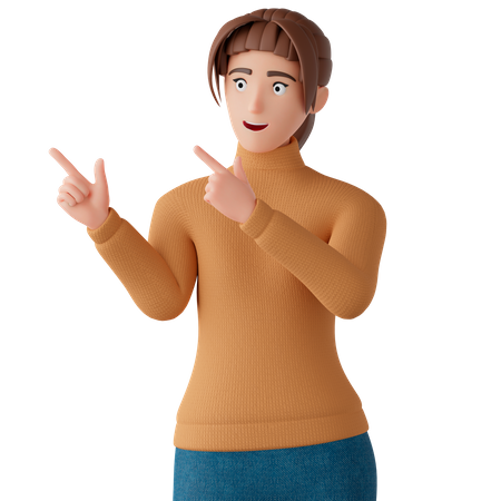 Mujer señala algo  3D Icon