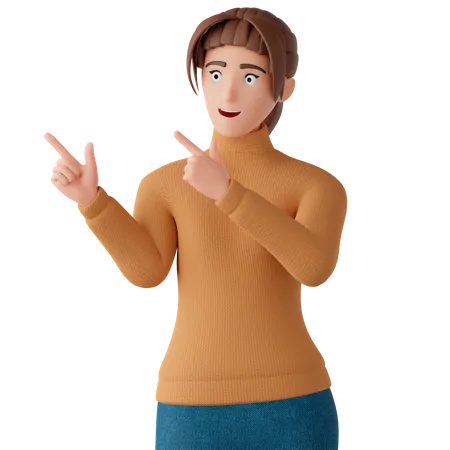 Mujer señala algo  3D Illustration