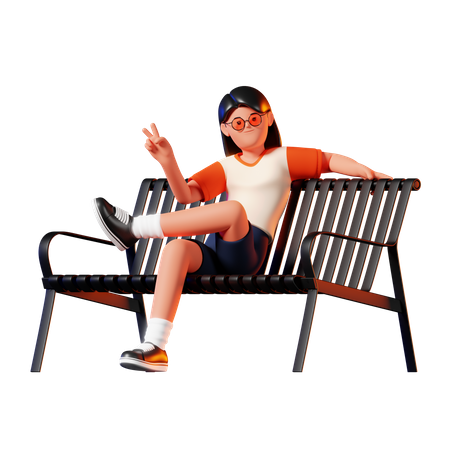 Mujer sentada en una pose de banco  3D Illustration