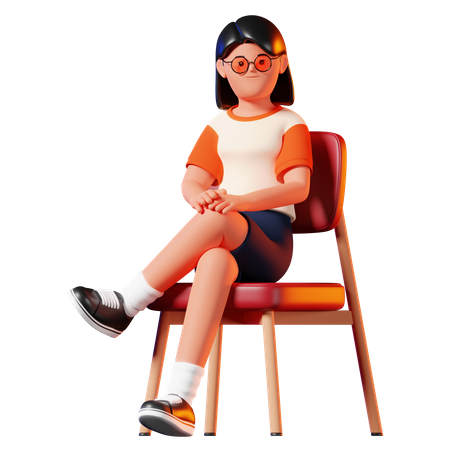 Mujer Sentada Pose  3D Illustration