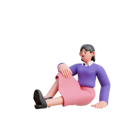 Mujer sentada relajarse  3D Illustration