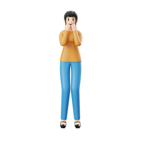 Mujer sintiendo miedo  3D Illustration