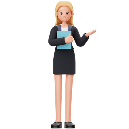 Mujer sosteniendo libro  3D Icon