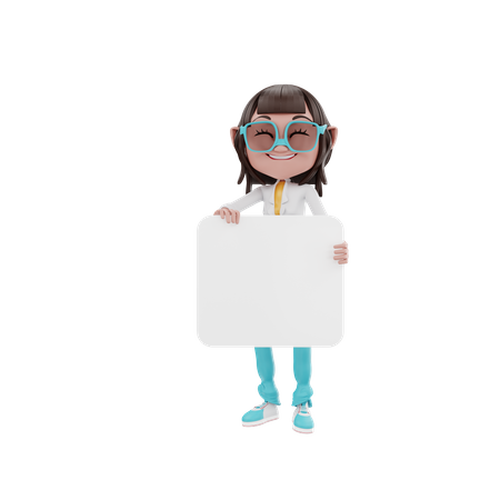 Mujer sosteniendo tablero en blanco  3D Icon