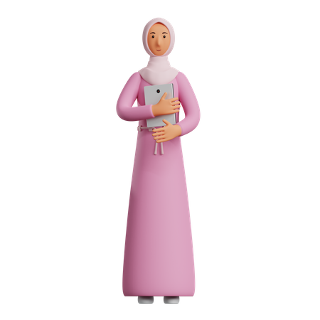 Mujer sosteniendo tableta  3D Illustration