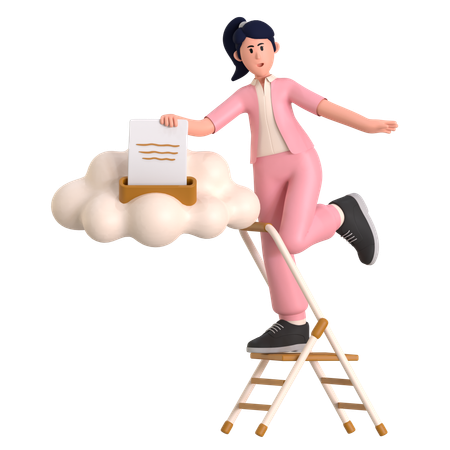 Mujer Subir datos  3D Icon