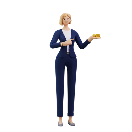 Mujer sosteniendo dinero  3D Illustration