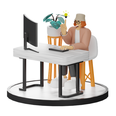 Mujer teniendo idea  3D Icon