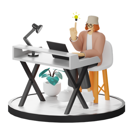Mujer teniendo idea  3D Icon