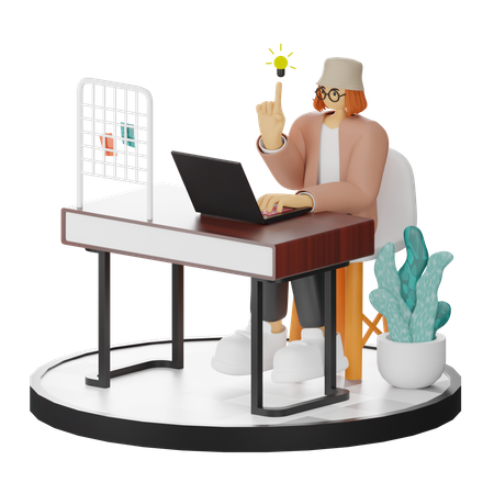 Mujer teniendo idea  3D Icon