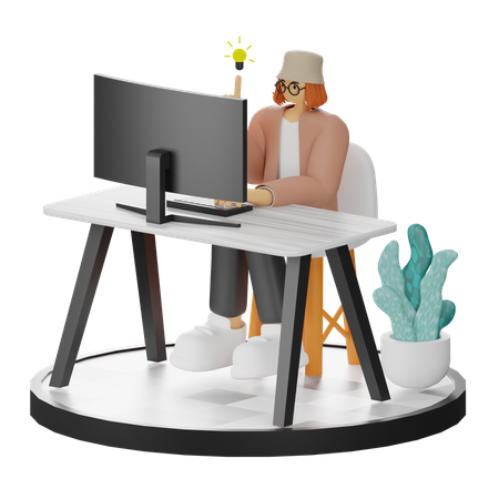 Mujer teniendo idea  3D Icon