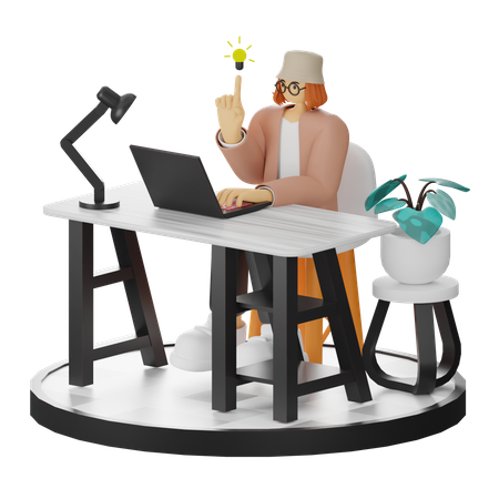 Mujer teniendo idea  3D Icon