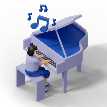 Mujer tocando el piano  3D Icon