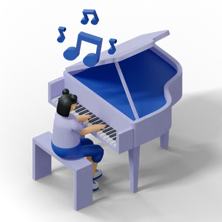 Mujer tocando el piano  3D Illustration