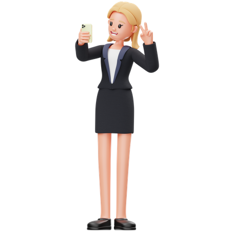 Mujer tomando selfie  3D Illustration