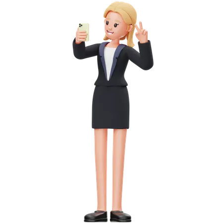 Mujer tomando selfie  3D Illustration