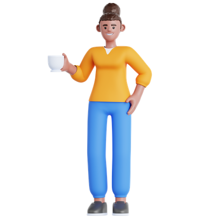 Mujer tomando un café  3D Illustration