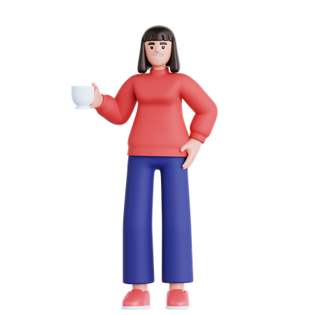 Mujer tomando un café  3D Illustration