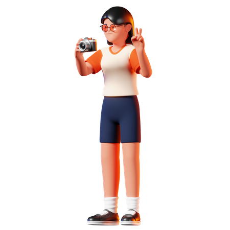 Mujer tomando una pose fotográfica  3D Illustration