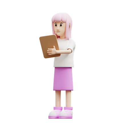 Mujer trae lista de verificación  3D Illustration