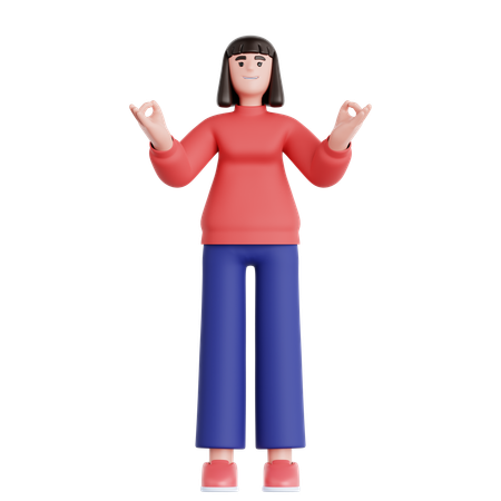 Mujer tranquila relajándose  3D Illustration