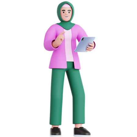 Mujer usando tableta  3D Illustration