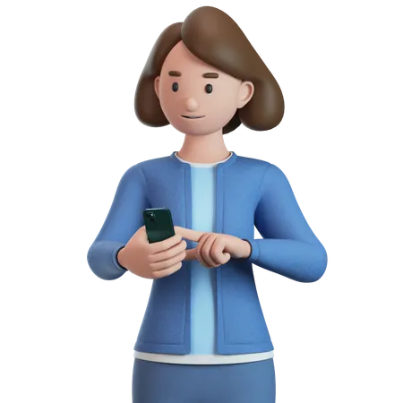 Mujer usando teléfono inteligente  3D Illustration