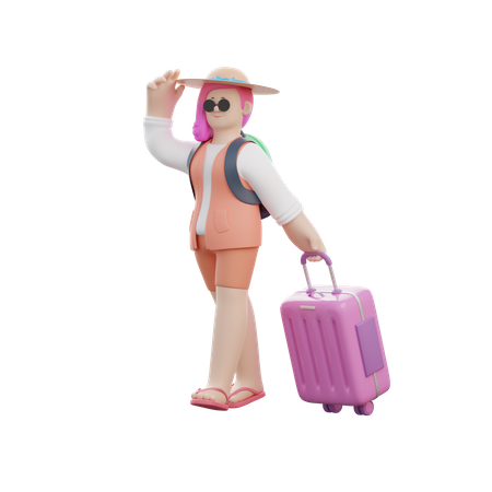 Mujer haciendo viajar  3D Illustration