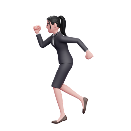 Mujer Vistiendo Un Vestido Formal Corriendo A Prisa  3D Icon