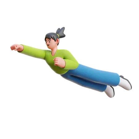 Mujer volando en el aire  3D Illustration