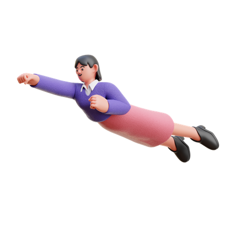 Mujer volando en el aire  3D Illustration