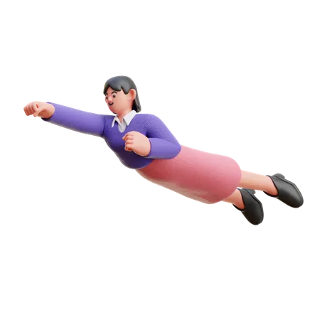 Mujer volando en el aire  3D Illustration