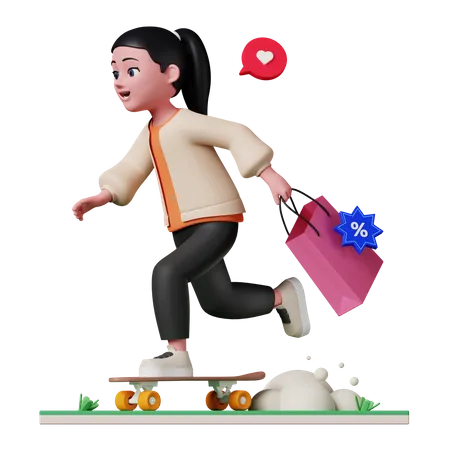 Mujer yendo de compras  3D Illustration