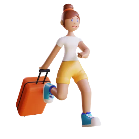 Mujer yendo de vacaciones  3D Illustration