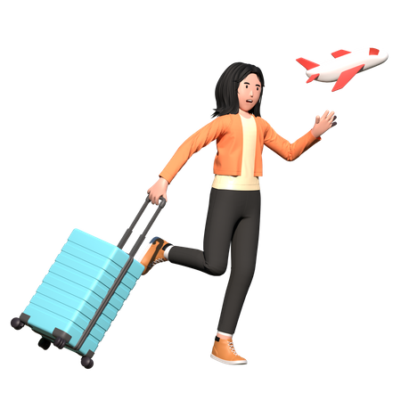 Mujer yendo de vacaciones  3D Illustration