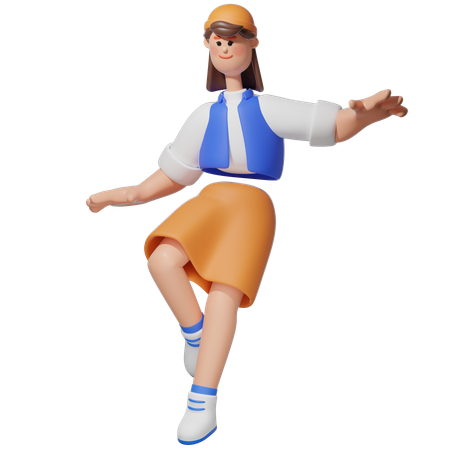 Mujeres saltando hacia abajo  3D Icon