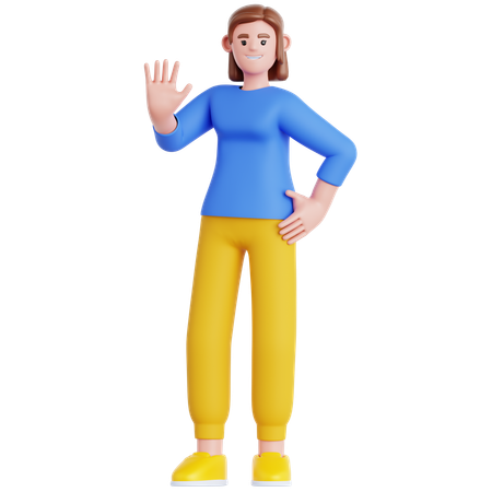Mulher acenando com a mão  3D Icon