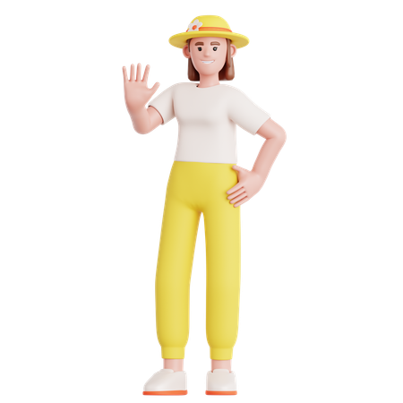 Mulher acenando com a mão  3D Icon