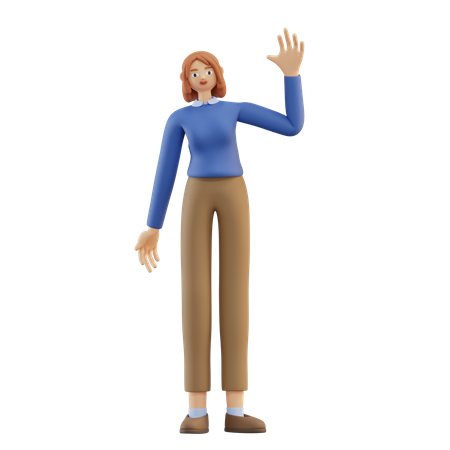 Mulher acenando com a mão  3D Icon