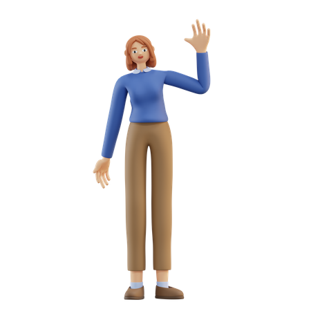 Mulher acenando com a mão  3D Illustration