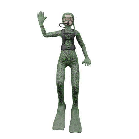 Mulher acenando com a mão com mergulho  3D Icon